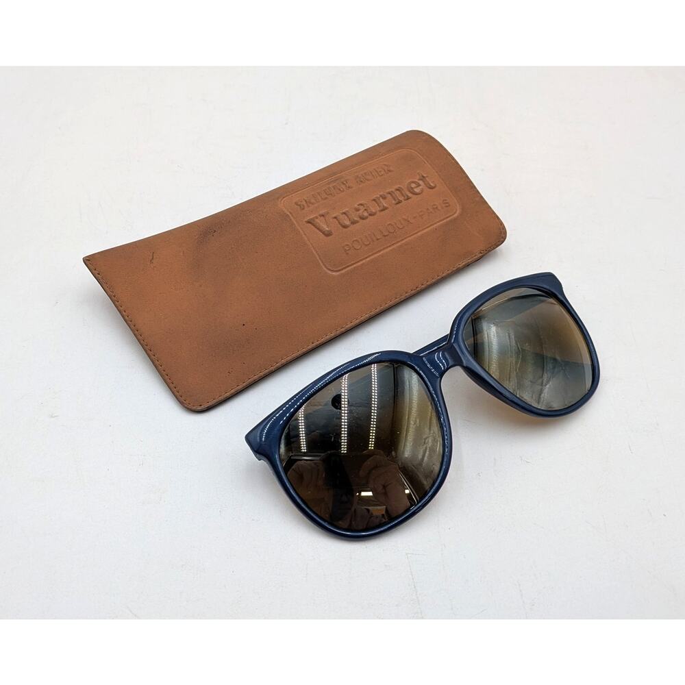 Vintage Vuarnet Pouilloux PX 002 Blue Sunglasses With Sleeve Made in France